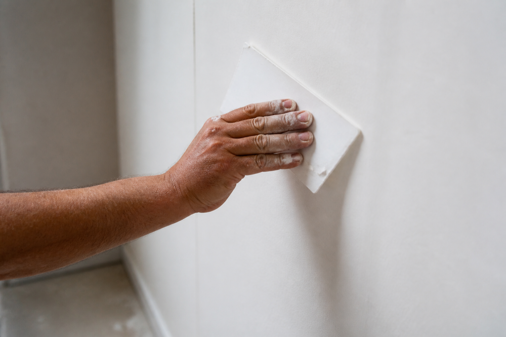 Main colle blanche papier mural lisse