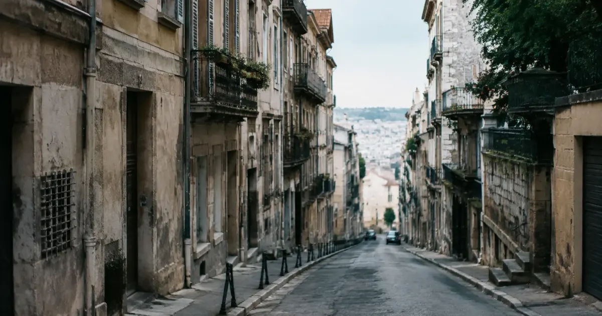 Rue urbaine vetuste avec immeubles anciens